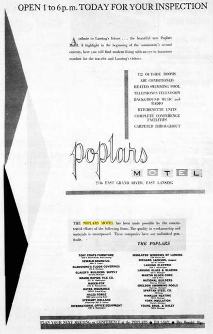 Poplars Motel (Clarion Pointe East, Inn America) - Oct 1959 Announcement (newer photo)